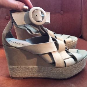 Bettye Muller Suede Basket Weave Wedges